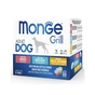 Вологий корм для собак Monge Dog Grill Mix Chicken and Turkey, Beef, Cod Fish 12*100 г (8009470017510) - зменшене зображення 1
