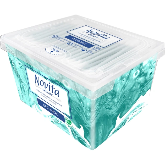 Ватні палички Novita Delicate Deco-box у квадратній коробці 300 шт. (4823071643909) - изображение 4