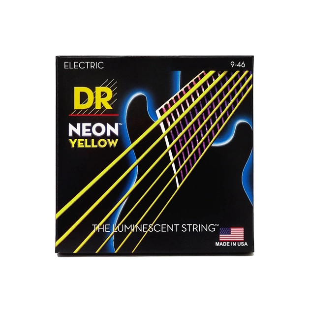 Струни для гітари DR Strings NEON Yellow Electric - Light Heavy (09-46) (NYE-9/46) - зображення 1