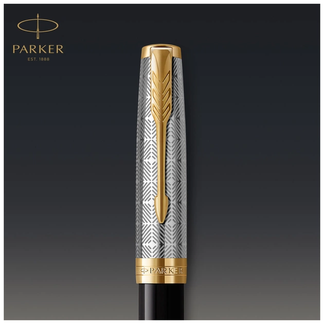 Ручка пір'яна Parker SONNET 17 Metal & Black Lacquer GT  FP18 F (68 111) - изображение 8