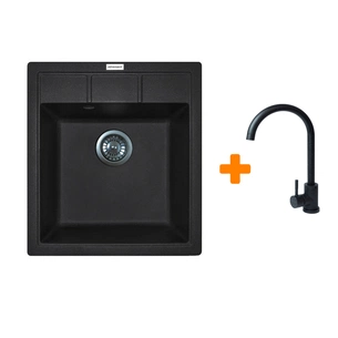 Мийка кухонна Adamant Brick чорний + змішувач (4824296209203) зображення 1