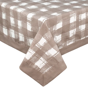 Скатертина Home Line з рамкою Клітинка капучино, 140х180см (158356) зображення 1