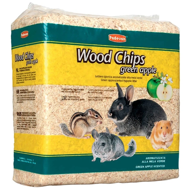 Наповнювач для гризунів Padovan Wood Chips Green Apple 1 кг (8001254000169) - зображення 1