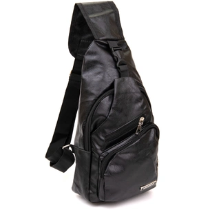 Сумка Vintage Крос боді з емблемою зі шкірозамінника Чорна (20568) зображення 1