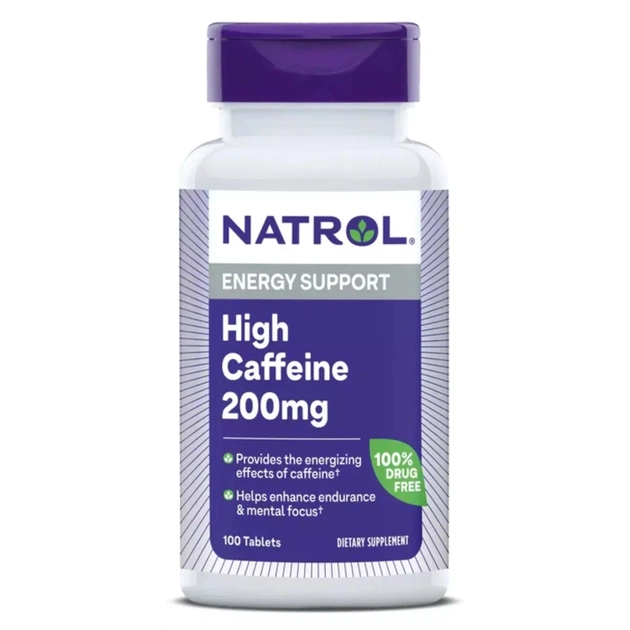 Вітамінно-мінеральний комплекс Natrol Кофеїн високоефективний, 200 мг, High Caffeine, 100 таблеток (NTL-04794) - зображення 4