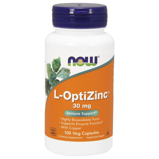 Мінерали Now Foods L-ОптіЦинк 30 мг, L-OptiZinc, 100 вегетаріанських капсул (NOW-01510) - зображення 1