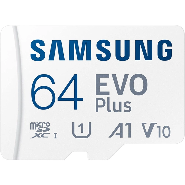 Карта пам'яті Samsung Miсro-SDXC memory card 64GB C10 UHS-I R130MB/s Evo Plus + SD (MB-MC64KA/EU) - изображение 1