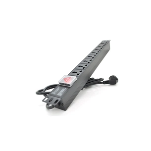 Силовий блок Pipo 19" 8 універсальних розеток, кабель 1.8м, вимикач, алюм. корпус (PP8PDUGR-UN) зображення 1