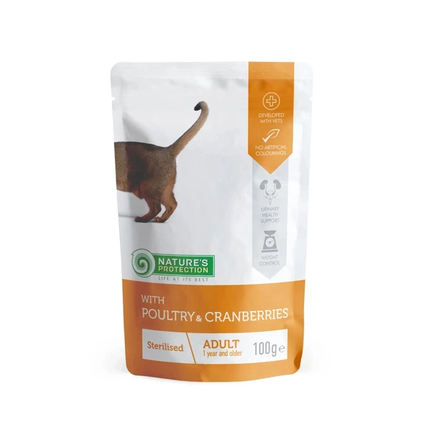 Вологий корм для кішок Nature's Protection Sterilised with Poultry and Cranberries 100 г (KIK45276) - изображение 1