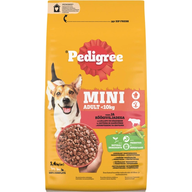 Сухий корм для собак Pedigree Mini Adult з яловичиною та овочами 1.4 кг (5998749171103) - зображення 1