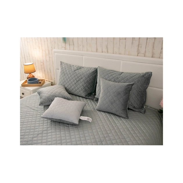 Покривало Руно двостороннє декоративне Velour Dark Grey ромб 150х220 см (360.55_Dark Grey ромб) - picture 6