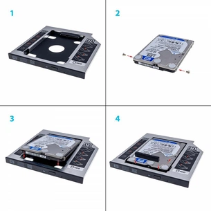 Адаптер Grand-X HDD 2.5" в отсек привода ноутбука SATA/SATA3 Slim 9,5mm (HDC-24C) изображение 1