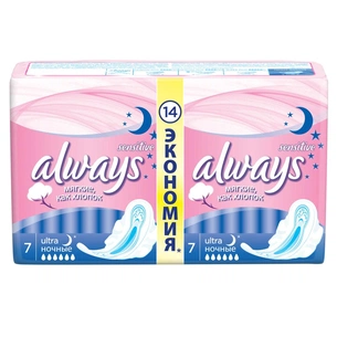 Гігієнічні прокладки Always Ultra Sensitive Night 14 шт (4015400552031) зображення 1