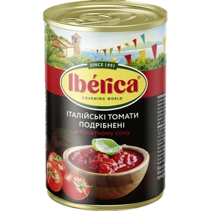 Овочева консервація Iberica Нарізані очищені томати у томатному соку 400 г (8435761500018) picture 1