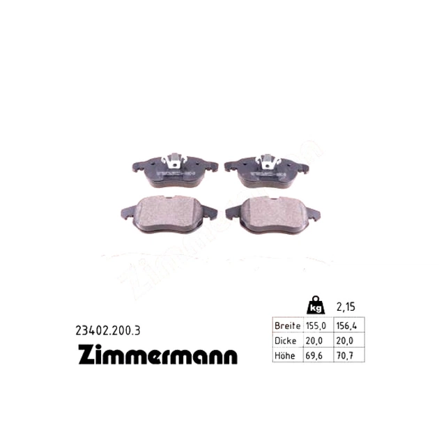 Тормозные колодки ZIMMERMANN 23402.200.3 - изображение 1