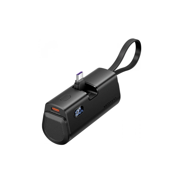 Батарея универсальная Vention 4800mAh 22,5W PD, USB-C In/Out, LED display, with built-in USB-C cable Black (FHQB0) - изображение 1