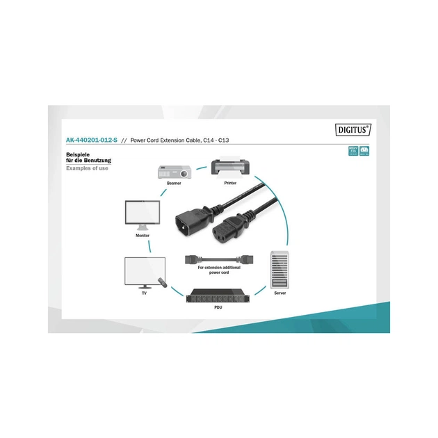 Кабель живлення C13 to C14 1.2m Digitus (AK-440201-012-S) - picture 4