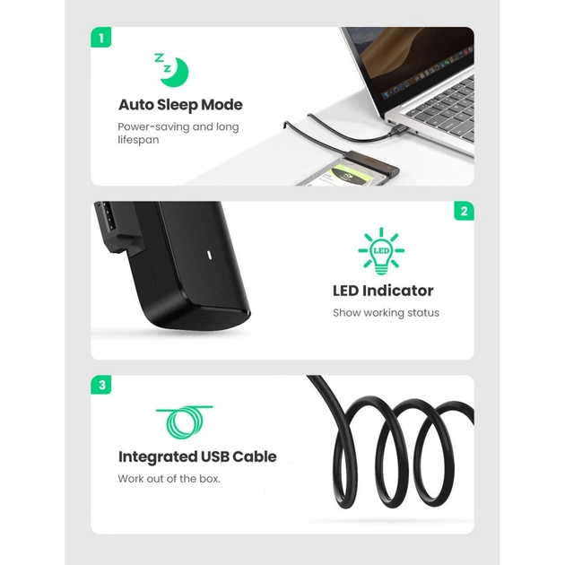 Перехідник USB 3.0 Type-А to SATA III (F) CM321 Ugreen (70609) - picture 8