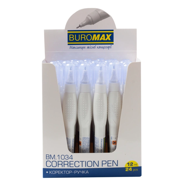 Коректор Buromax ручка 12 мл , спиртова основа, металевий наконечник (BM.1034) - изображение 3