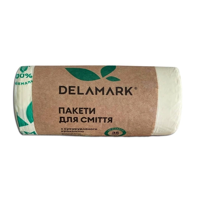 Пакети для сміття DeLaMark Біорозкладні з кукурудзяного крохмалю 35 л 20 шт. (4820152332578) - зображення 1