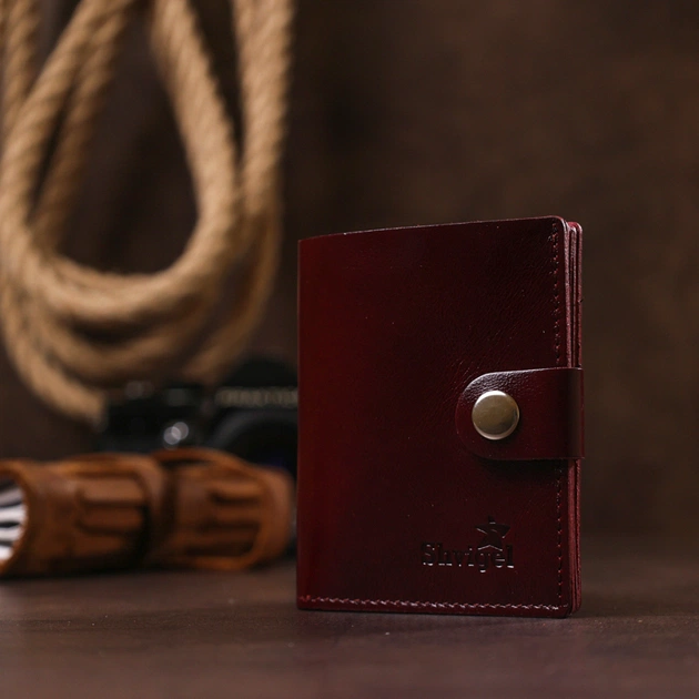 Портмоне Shvigel Шкіряне Бордове (16505) - изображение 9