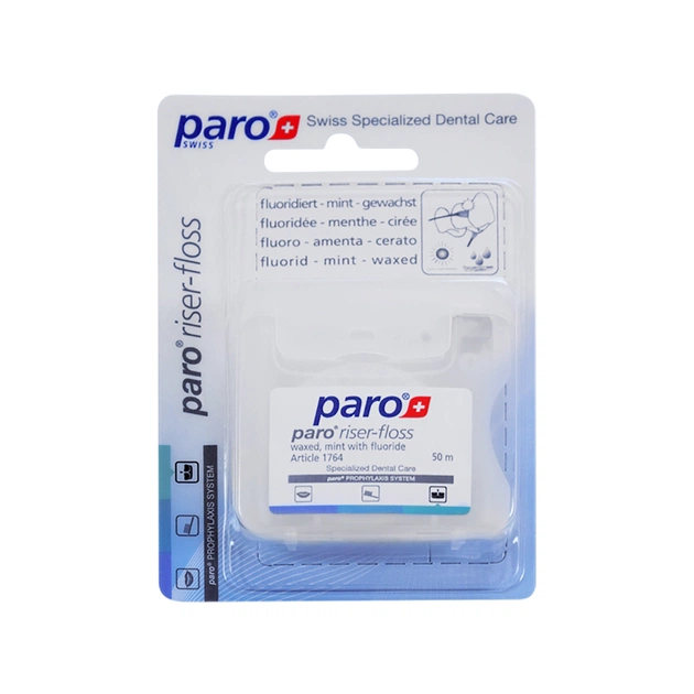 Зубна нитка Paro Swiss riser-floss вощена з м'ятою і фторидом 50 м (7610458017647) - picture 2