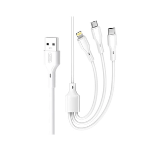 Дата кабель USB 2.0 AM to Lightning + Micro 5P + USB-C 1.0m 2.4A XO (CB-23U3) зображення 1