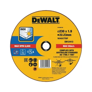 Круг відрізний DeWALT INOX, нержавіюча сталь/листовий метал, 230х1.9х22.23 мм (DT43909) зображення 1
