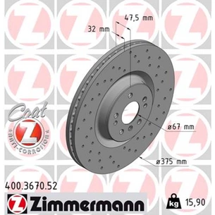 Гальмівний диск ZIMMERMANN 400.3670.52 зображення 1