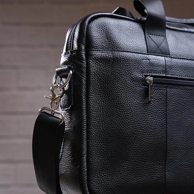 Сумка Vintage Чоловіча з зернистої шкіри Чорна (14886) - зображення 9