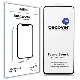 Скло захисне BeCover 10D Tecno Spark 40 4G (KM5) Black (714923) зображення 1
