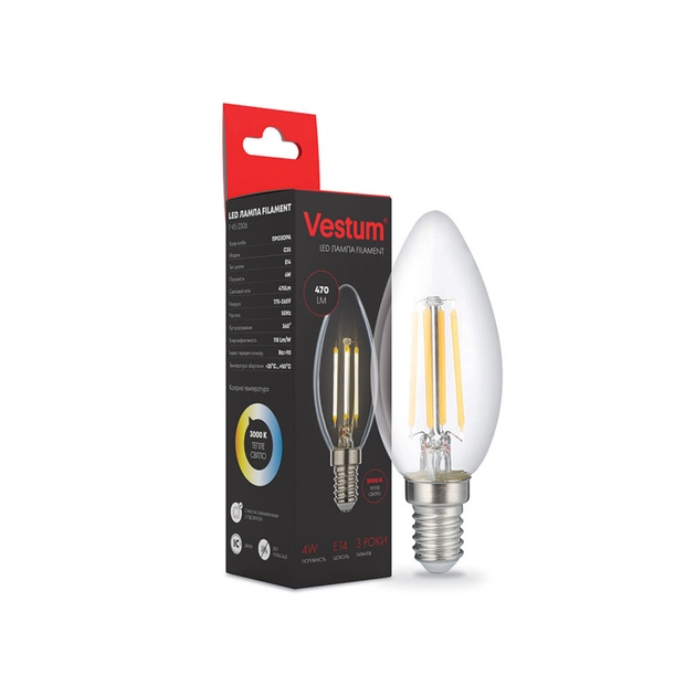 Лампочка Vestum С35 Е14 4Вт 220V 3000К (1-VS-2306) - зображення 1