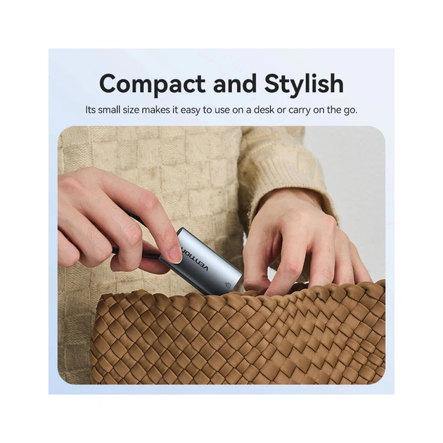 Перехідник USB-C + USB A to RJ45 Ethernet 1000Mbps 0.15m aluminum gray Vention (CFQHB) - picture 8