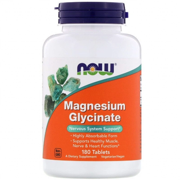 Минералы Now Foods Глицинат Магния, Magnesium Glycinate, 180 таблеток (NOW-01289) - изображение 1