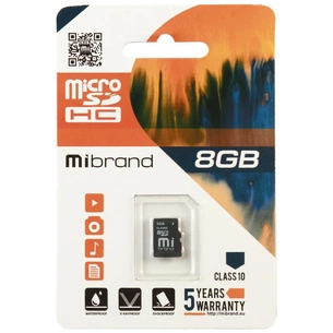 Карта пам'яті Mibrand 8GB mircroSD class 6 (MICDC6/8GB) зображення 1