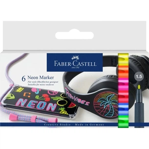 Набір маркерів Faber-Castell тонких неонових для декорування Neon Marker, M (1,5 мм) 6 кольорів (32026) зображення 1