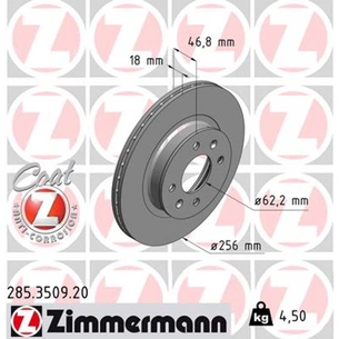 Гальмівний диск ZIMMERMANN 285.3509.20 зображення 1