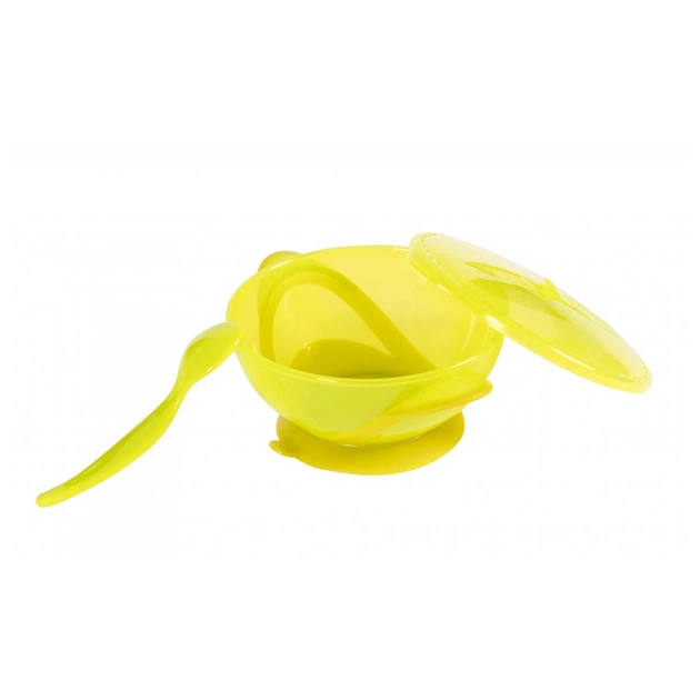 Набір дитячого посуду Baby Team на присосі з кришкою і ложкою 290 мл (6002_зелений) - picture 3