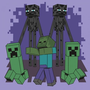 Картина по номерам Santi Майнкрафт Ендермени 25х25см (955476) изображение 1