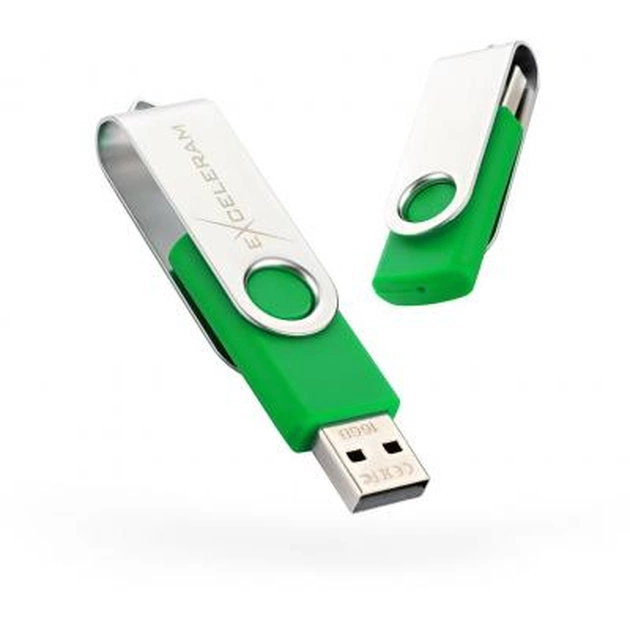 USB флеш накопичувач eXceleram 8GB P1 Series Silver/Green USB 2.0 (EXP1U2SIGR08) - изображение 1
