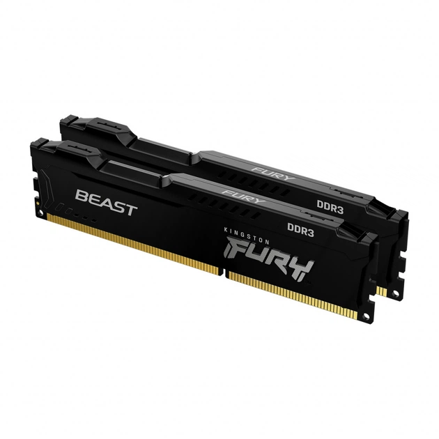 Модуль пам'яті для комп'ютера DDR3 8GB (2x4GB) 1866 MHz Fury Beast Black Kingston Fury (ex.HyperX) (KF318C10BBK2/8) - изображение 1