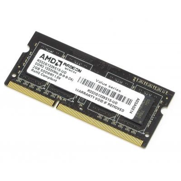 Модуль пам'яті для ноутбука SoDIMM DDR3 2GB 1333 MHz AMD (R332G1339S1S-UOBULK) - изображение 1