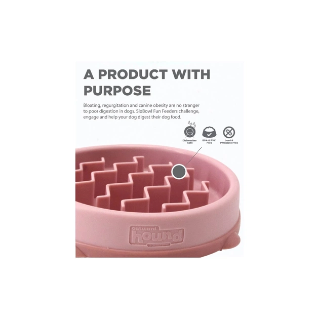 Посуд для собак Outward Hound Миска-лабіринт Fun Feeder хвиля XS рожева (0700603697545) - picture 4