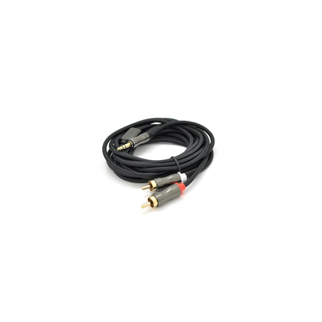 Кабель мультимедійний 3.5mm M to 2xRCA M 5.0m black VEGGIEG (YT-AR2-5) - зображення 1