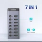 Концентратор Ugreen USB 3.0 to 7xUSB 3.0 with power supply CM481 gray (90307) - уменьшенное изображение 2
