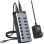 Концентратор Ugreen USB 3.0 to 7xUSB 3.0 with power supply CM481 gray (90307) - зменшене зображення 2