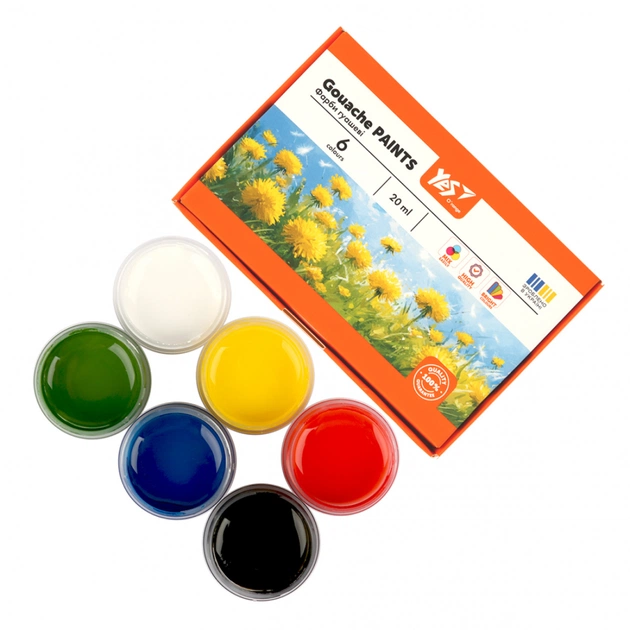 Гуашеві фарби Yes Orange Line 6 кольорів по 20 мл (230430) - picture 4