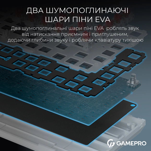 Клавіатура GamePro Asgard Valhalla MK160W Pro 75 RGB Wireless/Bluetooth/USB White (MK160W Pro) - picture 10