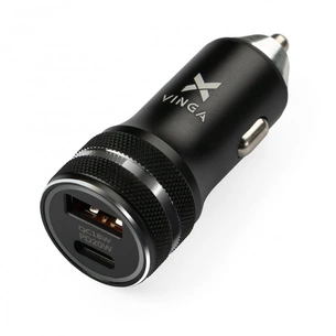 Зарядний пристрій Vinga QC3.0 + PD Quick Car Charger aluminium 36W Max black (VCCQPAC) зображення 1