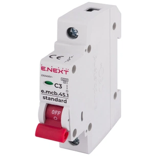 Автоматичний вимикач E.NEXT 1-п e.mcb.stand.  3А C ( 4,5кА) (s002003) изображение 1